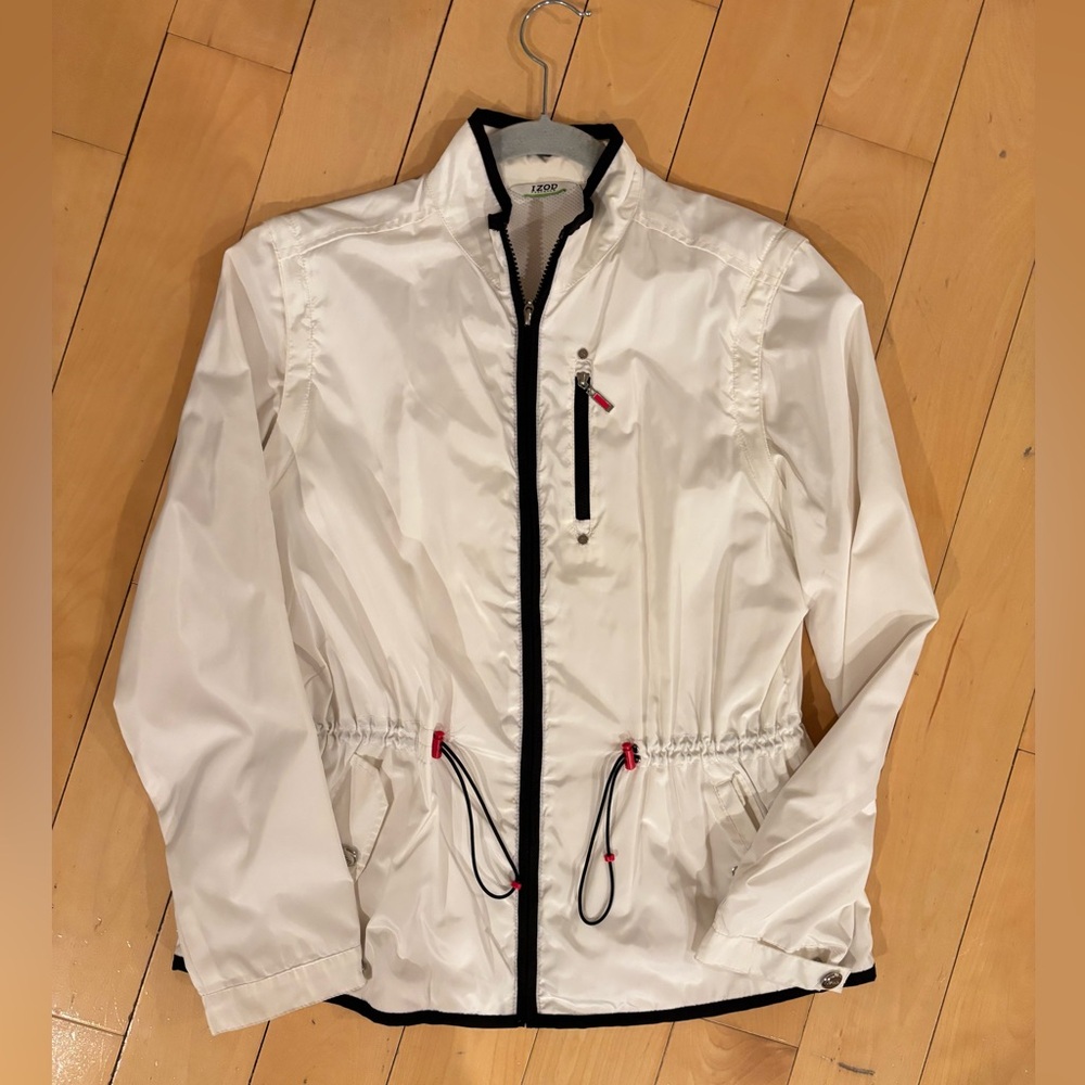 Izod Women's White Utility Jacket with Black Trim